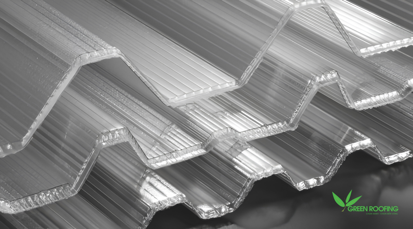 Tấm nhựa polycarbonate dạng sóng có biên dạng tương thích trực tiếp với mái tôn kim loại
