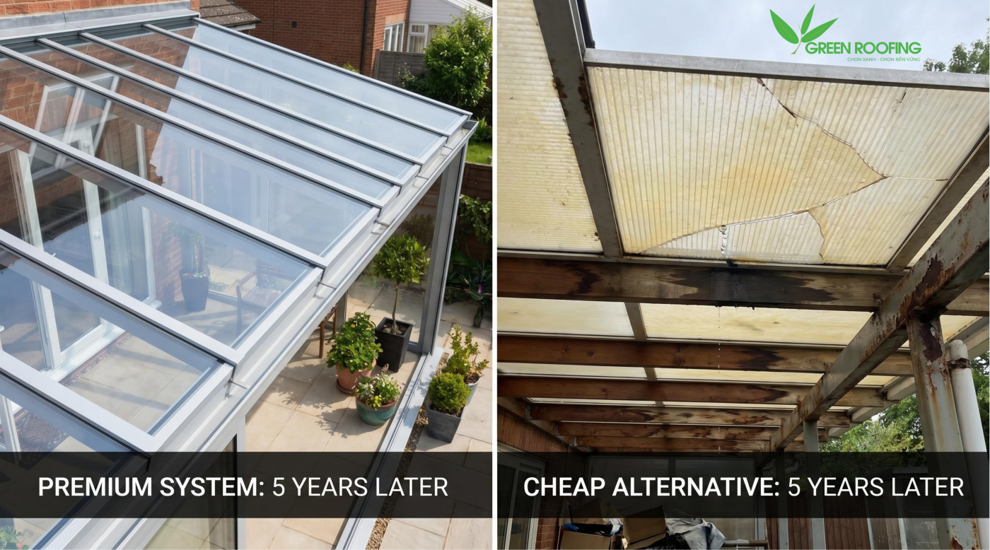 Tôn polycarbonate có khả năng truyền sáng cao và rõ nét hơn nhiều so với composite