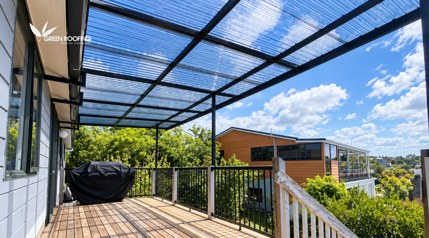 Tole lấy sáng 5 sóng Hàn Quốc của Green Roofing là loại tấm lợp trong suốt được sản xuất từ nhựa Polycarbonate (PC) nguyên sinh