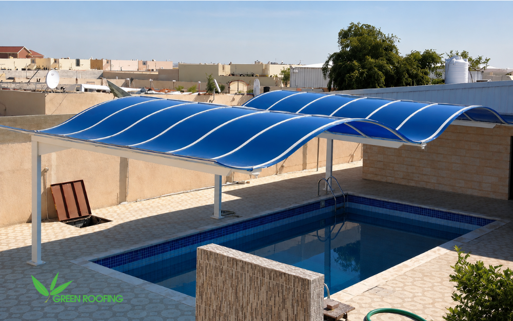 Ứng dụng tấm polycarbonate làm mái che hồ bơi