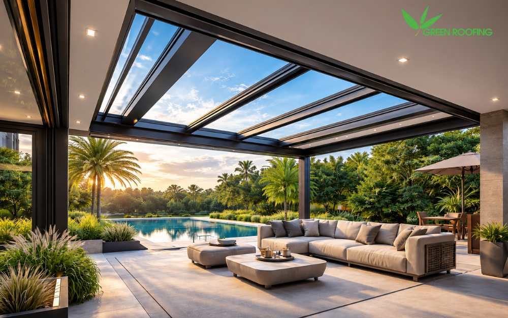 Ứng dụng tấm polycarbonate làm mái pergola
