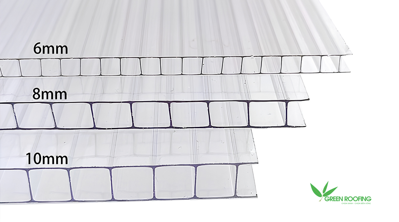 Tấm rỗng 2 lớp, độ dày 6mm và 10mm